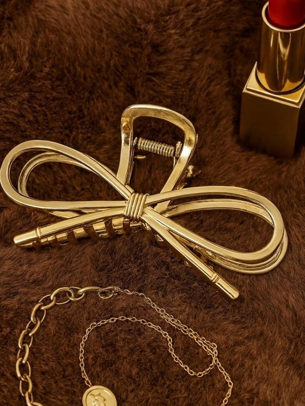 Golden Aura Bow Hair Clip